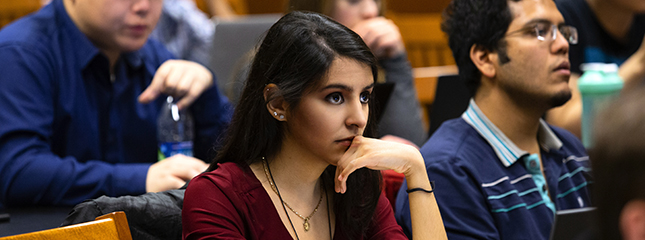 Students listen intently during a lecture