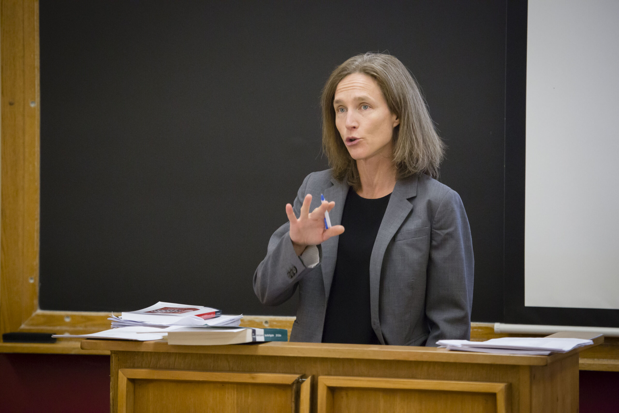 Professor Verity Winship teaches a class.