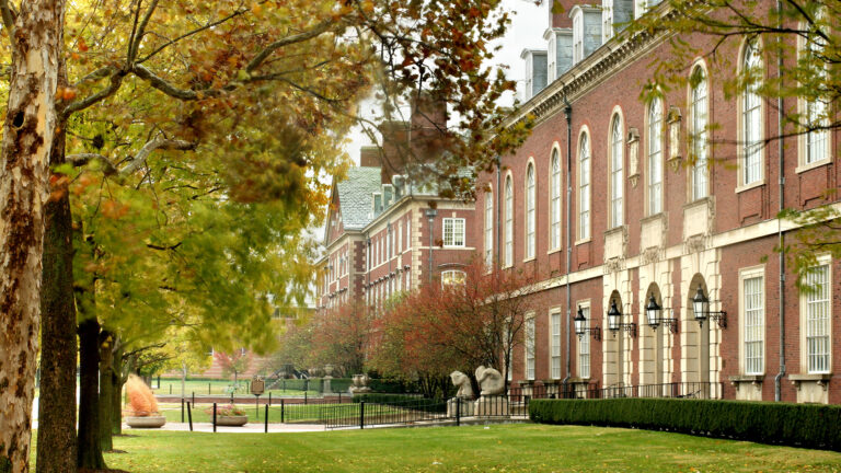 Main Library at the University of Illinois in early fall.
